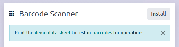 A prompt to print demo data or barcodes for operations.