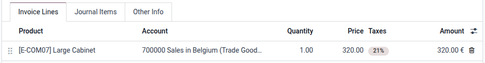 Adding a 21% tax on an invoice line.