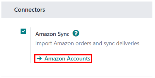 The Amazon Accounts link beneath the Amazon Sync settings in Axis Sales.