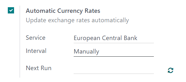 How the main currency feature appears on settings page in Axis Accounting.
