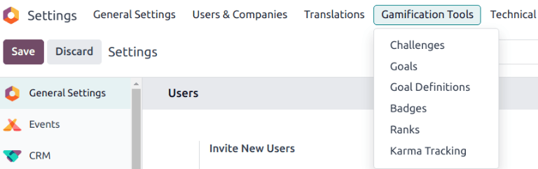 View if the gamification tools menu in Axis Settings.