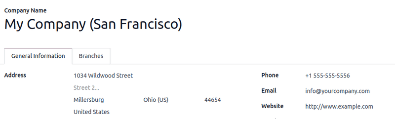 Company information in Axis.