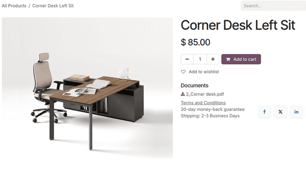Showing a link to an uploaded document on a product page using Axis Sales.