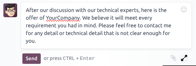 A chatter composer with emphasis on the expand icon.