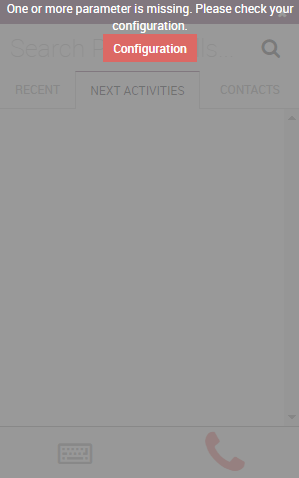 Missing parameter message in the *Axis Phone* widget.