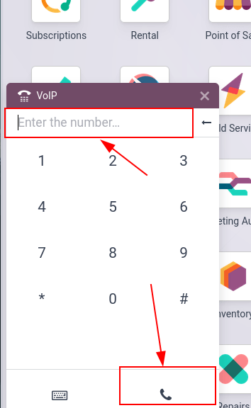 Connecting to a conference extension using the Axis VoIP widget.