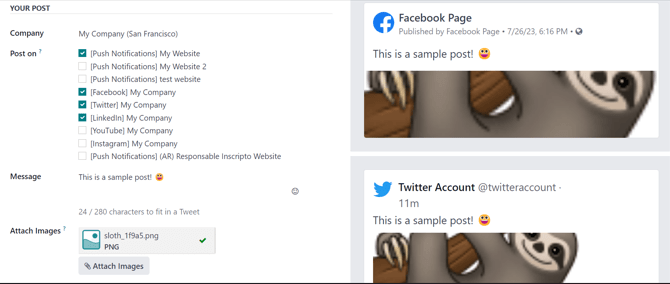 Visualized samples of post with newly-attached images in Axis Social Marketing.