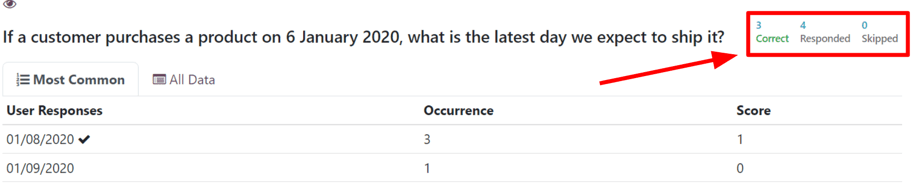 Sample of a 'correct' indicator on the 'See results' page in the Axis Surveys application.