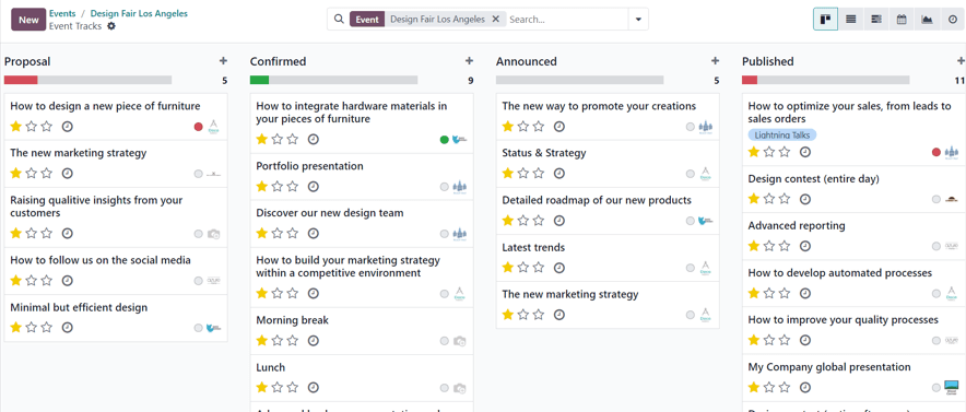 Typical event tracks page for an event in the Axis Events application.