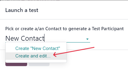 Typing in a new contact directly from the launch a test pop-up window in Axis.