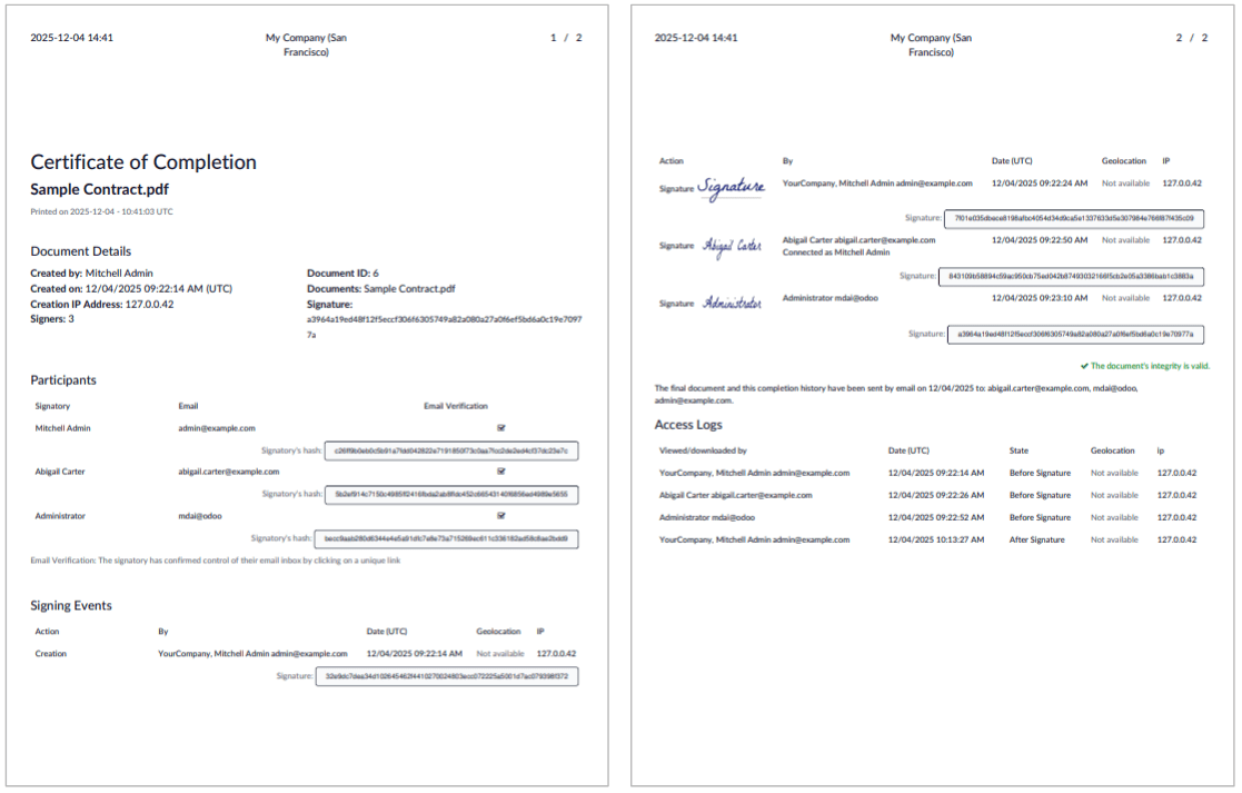 Pop-up where signer enters phone number and one-time code