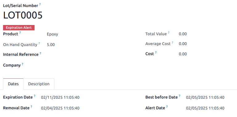 Expiration alert for product past the expiration date.
