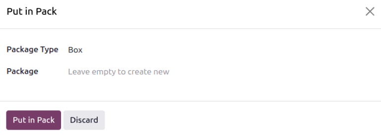 Specify a Package Type and, optionally, a package name.