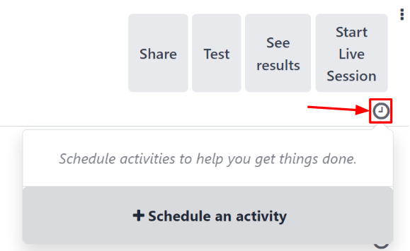The Schedule Activities drop-down menu that appears on the Axis Surveys dashboard.