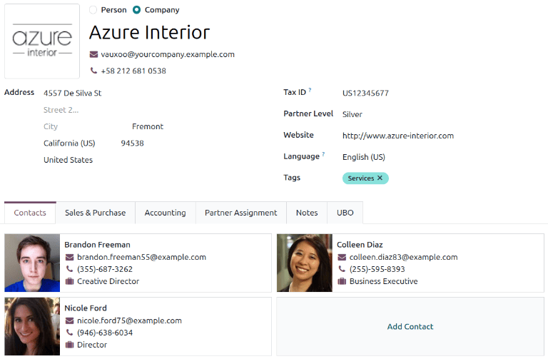 Add a contact/address to the contact form.