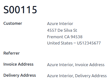 Invoice and Delivery Addresses autopopulate on a quotation.