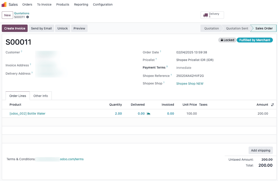 Shopee synchronized sale order in Axis.